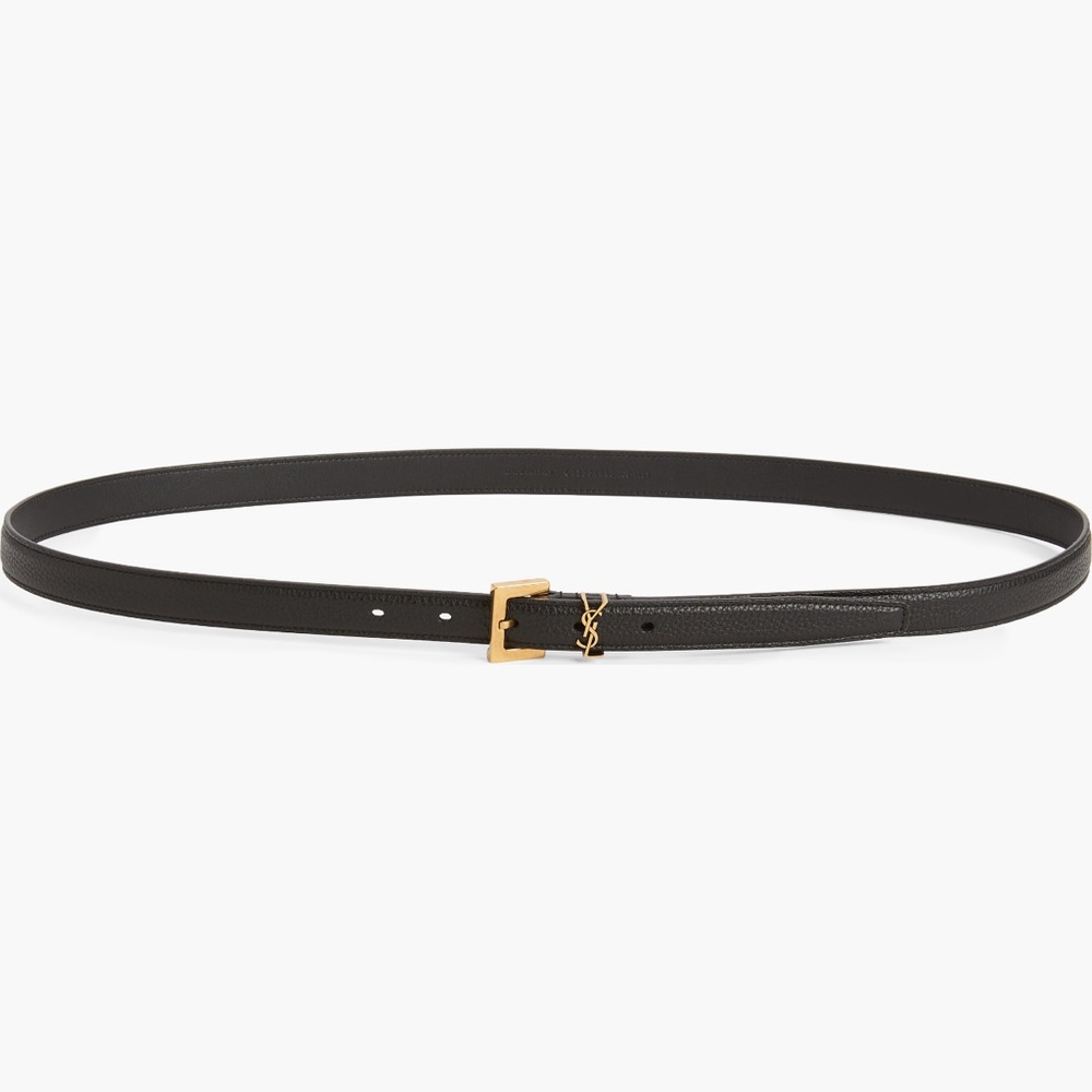 Yves Saint Laurent Logo Slim Leather Belt